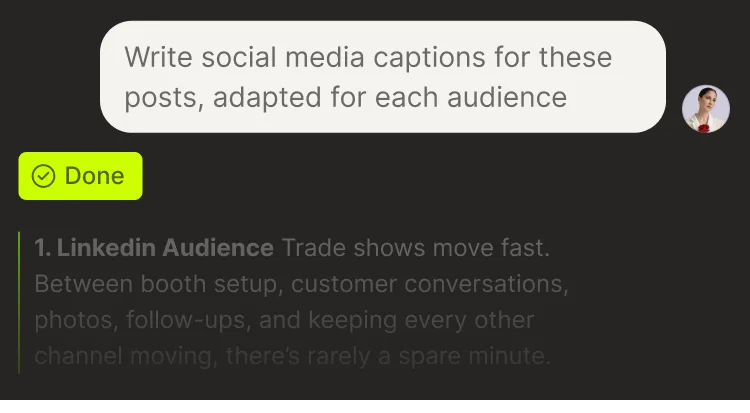 A request for social captions turned into ready content